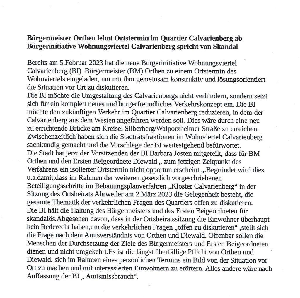 Die Pressemitteilung der Bürgerinitiative